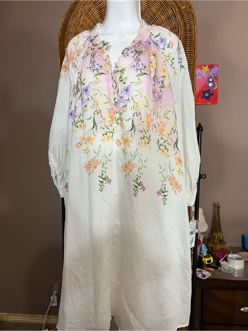 Seven7 White Dress with Pastel Floral Print